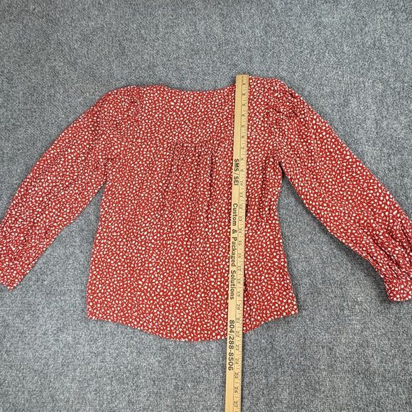 Madewell Kinston Side-Button Wrap Top Womens XS Kilt Red Park Picnic Floral Boho - Picture 11 of 14